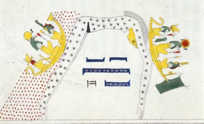 Nout, divinité égyptienne du ciel et la barque du soleil - dans "Monuments de l