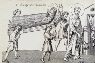 Obsèques de Saint Césaire par son frère Saint Grégoire, d