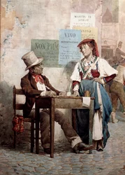 Vieil homme : le scribe public à Rome. Aquarelle du XIXe siècle Rome, Museo del Folklore