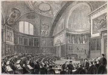 Ouverture de la session du Sénat et admission du général Charles Cousin Montauban, vicomte de La Guéronnière et de Forcade, le 2 décembre