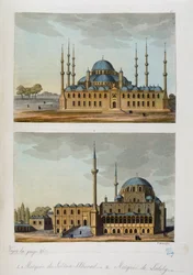Empire ottoman : Mosquée Bleue (ou Sultanahmet Camii) construite par le sultan Ahmet I et Mosquée de Laleli à Istanbul