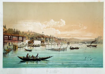 Empire ottoman : vue du Bosphore dans les environs de Bebek en Turquie