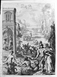 Ovide (Ovidius) - illustration pour le livre 15 - (P. Ovidii Nasonis Metamorphose libri XV um notis TH. Farnabii.) note par Thomas Farnaby (Farnabia) (1575-1647)
