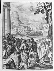 Ovide (Ovidius) - illustration pour le livre 15 - (P. Ovidii Nasonis Metamorphose libri XV um notis TH. Farnabii.) note de Thomas Farnaby (Farnabia) (1575-1647)