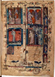 Page enluminee tiree du manuscrit Le Roman de la Rose