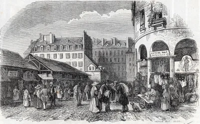 Paris, 3e arrondissement - La rotonde du Carreau du Temple à Paris au XIXe siècle - Gravure dans « Tableau de Paris » par Edmond Texier
