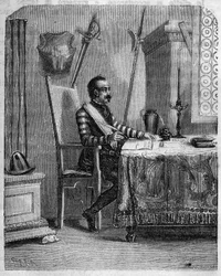 Pascal Paoli (1725-1807), patriote corse dans son studio. Dans "Pasquale Paoli ossia la rotta di Pontenuovo" par F.D. Guerrazzi. 1872