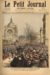 Manifestation patriotique à Paris, pour le départ du 200e régiment pour Madagascar. Gravure dans « Le petit journal » 24/03/1895. Collection Selva