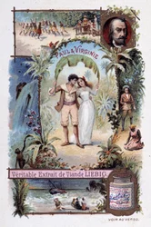 Paul et Virginie. Roman par Henri Bernardin de Saint-Pierre, écrivain français (1737-1814). Illustration par V. Massé - vignette publicitaire Liébig