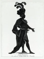 Performance du castrat italien Luigi Marchesi (1754 - 1829) également connu sous le nom de Marchesini chantant au théâtre de San Benedetto.