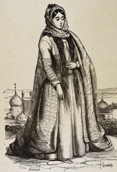 Perse (XIXe siècle). Société. Femme persane. Gravure. Collection privée