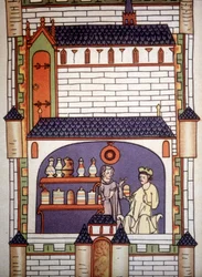 Pharmacie dans une abbaye au 13e siècle - dans « Chirurgie » de Ruggero di Salerno