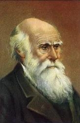 Portrait photographique de Charles Darwin (1809 - 1882), naturaliste anglais.