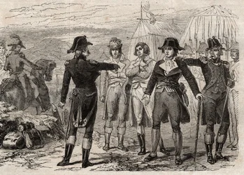 Pierre Antoine Antonelle (Pierre-Antoine Antonelle) (1747-1817) et ses amis arrêtés par ordre de Lafayette - gravure dans "Dictionnaire populaire illustré" - 1864 - par Joseph Décembre et Edmond Allonier