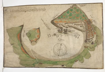 Plan de la ville et du port de Saint-Sébastien, dessiné par Richard Poulter, juin 1585