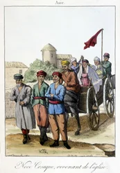 Groupe de cosaques revenant de l