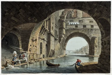 Pont de la Tournelle à Paris vu par J.C.Nattes, publié par W.Miller à Londres-1806