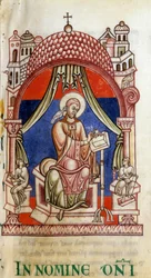 Pape Saint Grégoire I le Grand entouré de deux secrétaires