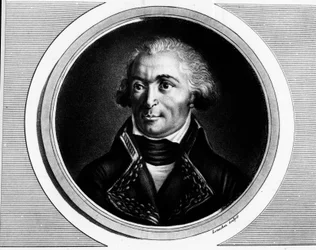 Portrait en pied de Charles Pichegru (1761-1804), général en chef des armées du Nord, de Sambre et Meuse, du Rhin et de la Moselle. Gravure dans "Collection complète des tableaux historiques de la Révolution française, en trois volumes." 1804.