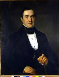 Portrait de Bartolomeo Merelli (1793-1879), premier directeur de la Scala. Peinture anonyme du 19ème siècle.