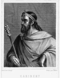 Portrait de Caribert (? -?), Roi de Paris (561-567) - dans "Histoire des Français" de Lavallée, gravure, sd