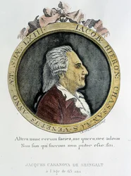 Portrait de Casanova (1725 - 1798) - portrait en frontispice, dans "Histoire de ma fuite des prisons de la République de Venise", écrit à Dux en Bohême