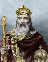 Portrait de Charlemagne (742-814), roi de France - dans Histoire des Français de Lavallée, gravure, s.d.