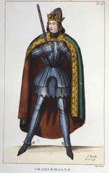 Portrait de Charlemagne ou Charles Ier le Grand (742 - 814) roi des Francs (gravure de 1830)