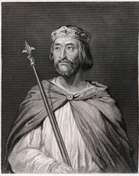 Portrait de Charles III dit le Simple (879 - 929), roi de France (898 - 929) - dans « Histoire des Français » par Lavallée, gravure, sd.