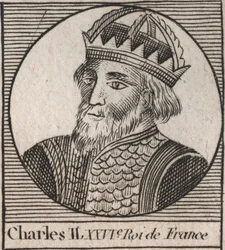 Portrait de Charles II le Chauve (823-877), Roi de France - Charles II (823-877) le Chauve - gravure de "Instruction sur l