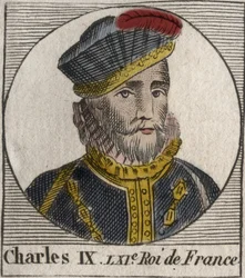 Portrait de Charles IX (1550-1574), roi de France - Charles IX roi de France de 1560 à 1574 - gravure de 
