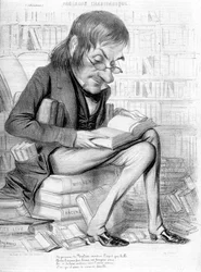 Portrait de Charles Nodier (1780-1844) - dans Charivari, v.1840