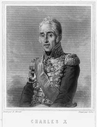Portrait de Charles X (1757 - 1836), roi de France - dans « Histoire des Français » par Lavallée, gravure
