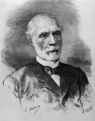 Portrait de Charles de Freycinet (1828 - 1923), président du Conseil des ministres. Gravure du 19ème siècle.