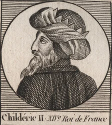 Portrait de Childéric II, roi des Francs de 670 à 673 - Childéric II (655-675) roi mérovingien de France et d