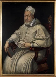 Portrait de Clément VIII (1536 - 1605). Peinture du XVIe ou XVIIe siècle. Museo di Roma. Rome