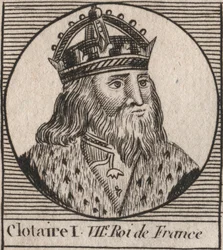 Portrait de Clotaire Ier (497 - 561), Roi de Neustrie et Roi des Francs - Clotaire Ier, Roi des Francs - gravure de "Instruction sur l
