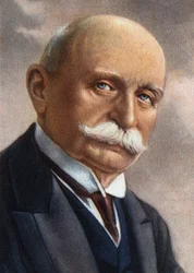 Portrait du comte Von Zeppelin (1838-1917), industriel allemand qui se consacra à la construction de dirigeables rigides.