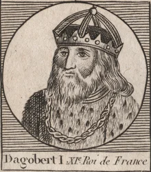 Portrait de Dagobert, roi des Francs de 628 à 638 - Dagobert (605-639) roi des Francs - gravure de « Instruction sur l