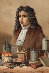 Portrait de Denis Papin (1647 - 1714) de « La Ciencia y sus Hombres » par Louis Figuier. Barcelone 1881