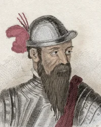 Portrait de Francisco Pizarro, conquistador espagnol (gravure du 19e siècle)