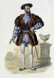 Portrait de François 1er (1494-1547) - dans "Le Plutarque français", éd. Mennechet