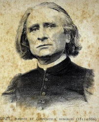 Portrait de Franz Liszt, pianiste et compositeur hongrois (1811 - 1886) - dans « Les Contemporains », fin du 19ème siècle