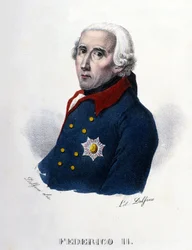 Portrait de Frédéric II de Prusse (1712-1786) connu sous le nom de Frédéric le Grand. Gravure du XIXe siècle