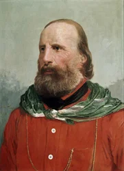 Portrait de Giuseppe Garibaldi en chemise rouge (tempera)