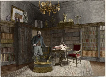 Portrait de Gustave Eiffel (1832-1923), ingénieur français en 1892 dans son bureau.