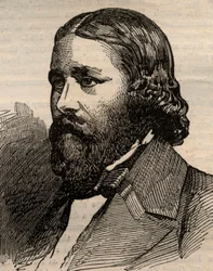 Portrait de James Russell Lowell (1819-1891), poète américain. Gravure dans The Illustrated London News du 20 mars 1858.