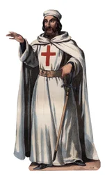 Portrait de Jacques de Molay (1243-1314), Grand Maître des Templiers. Gravure de 1842 dans "Histoire des papes" de Maurice Lachatre. Collection privée