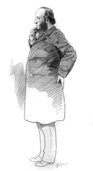 Portrait de Jules Ferry (1832-1893), homme politique français, président du Conseil des ministres. Gravure dans « Le Monde Illustré »