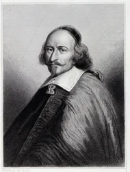 Portrait de Jules Mazarin (Giulio Raimondo Mazzarino ou Mazarino) (1602-1661), Cardinal et homme politique français - dans “Histoire des Français” par Lavallée, gravure
